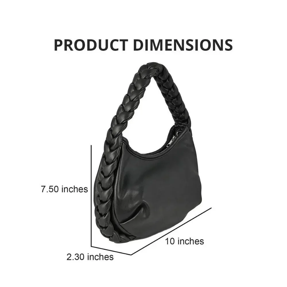 New Braided Handle Vegan Leather Hobo‎ Bag in White